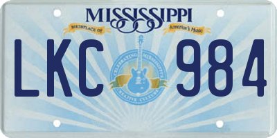 MS license plate LKC984