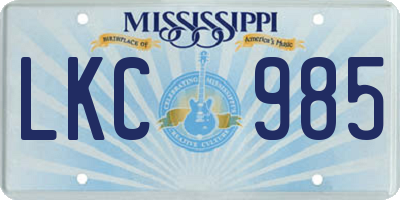 MS license plate LKC985