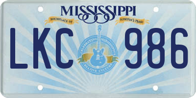 MS license plate LKC986