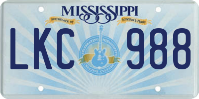 MS license plate LKC988