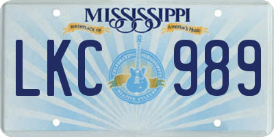 MS license plate LKC989