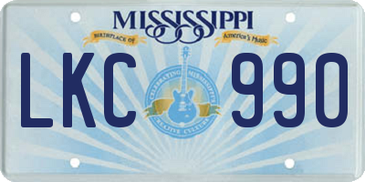 MS license plate LKC990