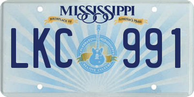 MS license plate LKC991