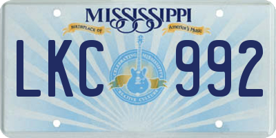 MS license plate LKC992