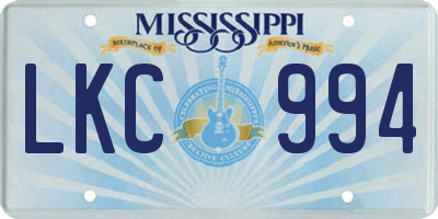 MS license plate LKC994