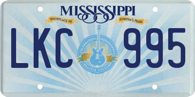 MS license plate LKC995