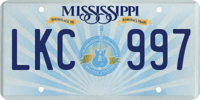 MS license plate LKC997
