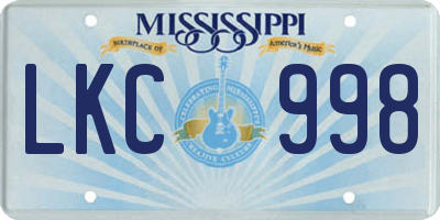 MS license plate LKC998