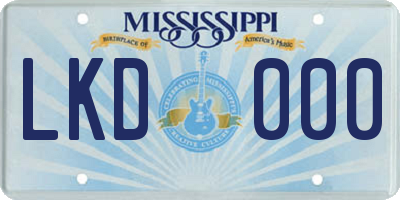 MS license plate LKD000
