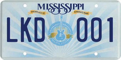 MS license plate LKD001