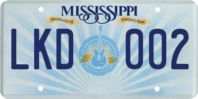 MS license plate LKD002