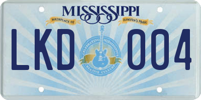 MS license plate LKD004