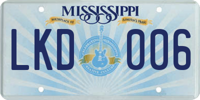 MS license plate LKD006