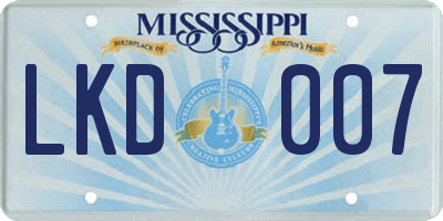 MS license plate LKD007