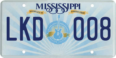 MS license plate LKD008