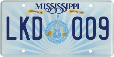 MS license plate LKD009