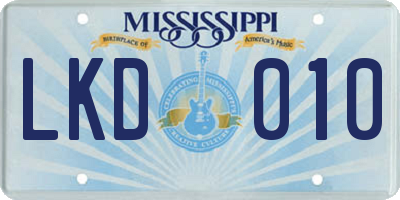 MS license plate LKD010