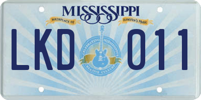 MS license plate LKD011