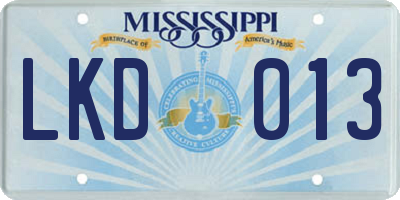 MS license plate LKD013
