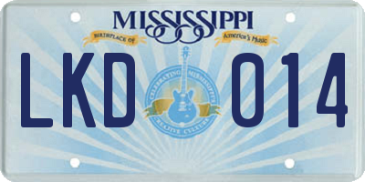 MS license plate LKD014