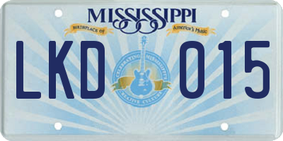 MS license plate LKD015
