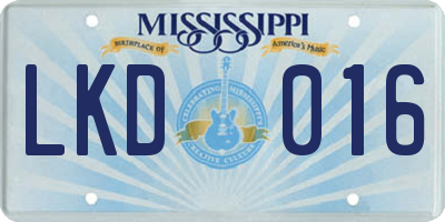 MS license plate LKD016