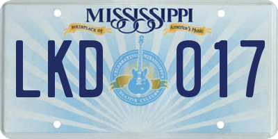 MS license plate LKD017