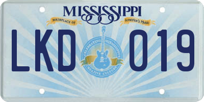 MS license plate LKD019