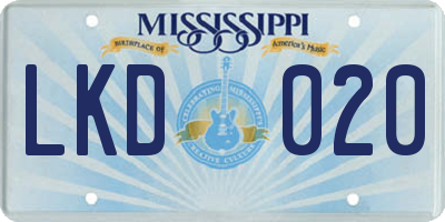 MS license plate LKD020