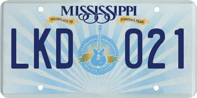 MS license plate LKD021