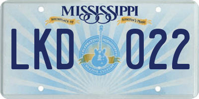 MS license plate LKD022