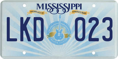 MS license plate LKD023
