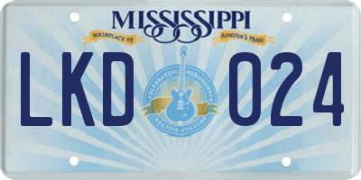 MS license plate LKD024