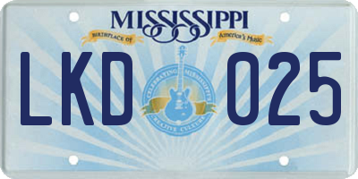 MS license plate LKD025