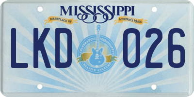 MS license plate LKD026