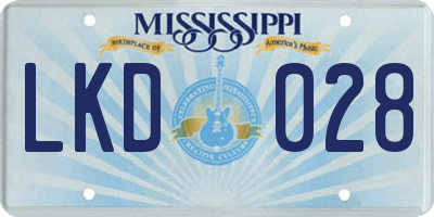 MS license plate LKD028