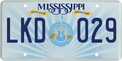 MS license plate LKD029