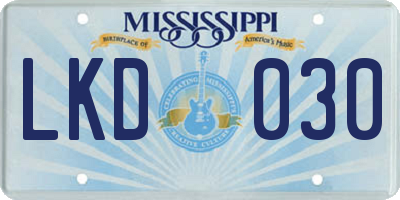 MS license plate LKD030