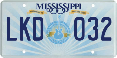 MS license plate LKD032
