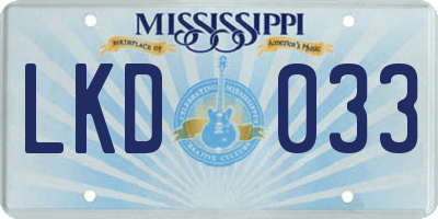 MS license plate LKD033