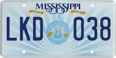 MS license plate LKD038