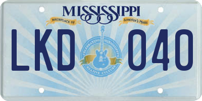 MS license plate LKD040