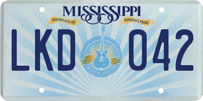 MS license plate LKD042