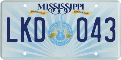 MS license plate LKD043