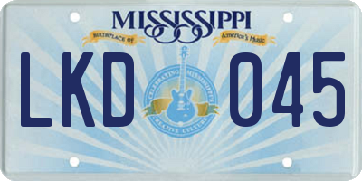 MS license plate LKD045