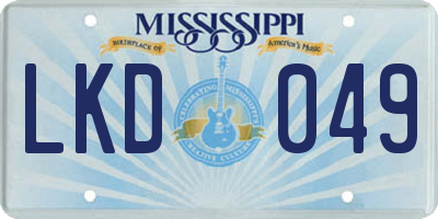 MS license plate LKD049
