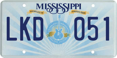 MS license plate LKD051