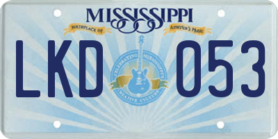 MS license plate LKD053