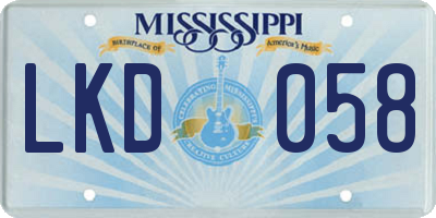 MS license plate LKD058