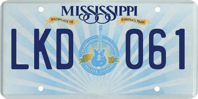 MS license plate LKD061